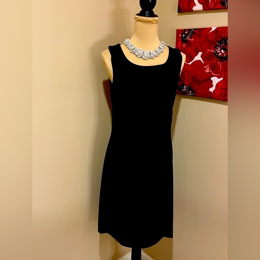 Ann Taylor Elegant Black Sleeveless Dress with Rounded Yoke Nexkline, size 4